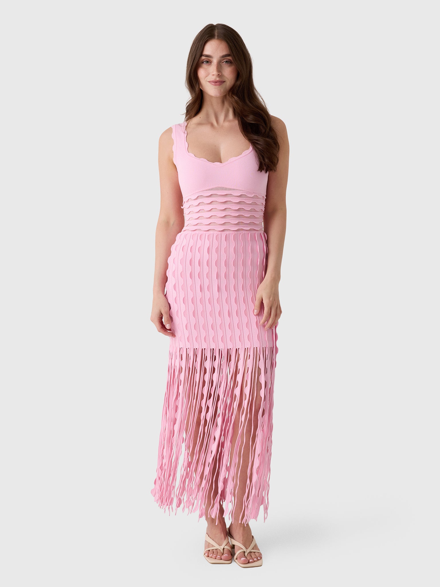 Simkhai Women's Brionne Scalloped Knit Midi Dress - Saint Bernard