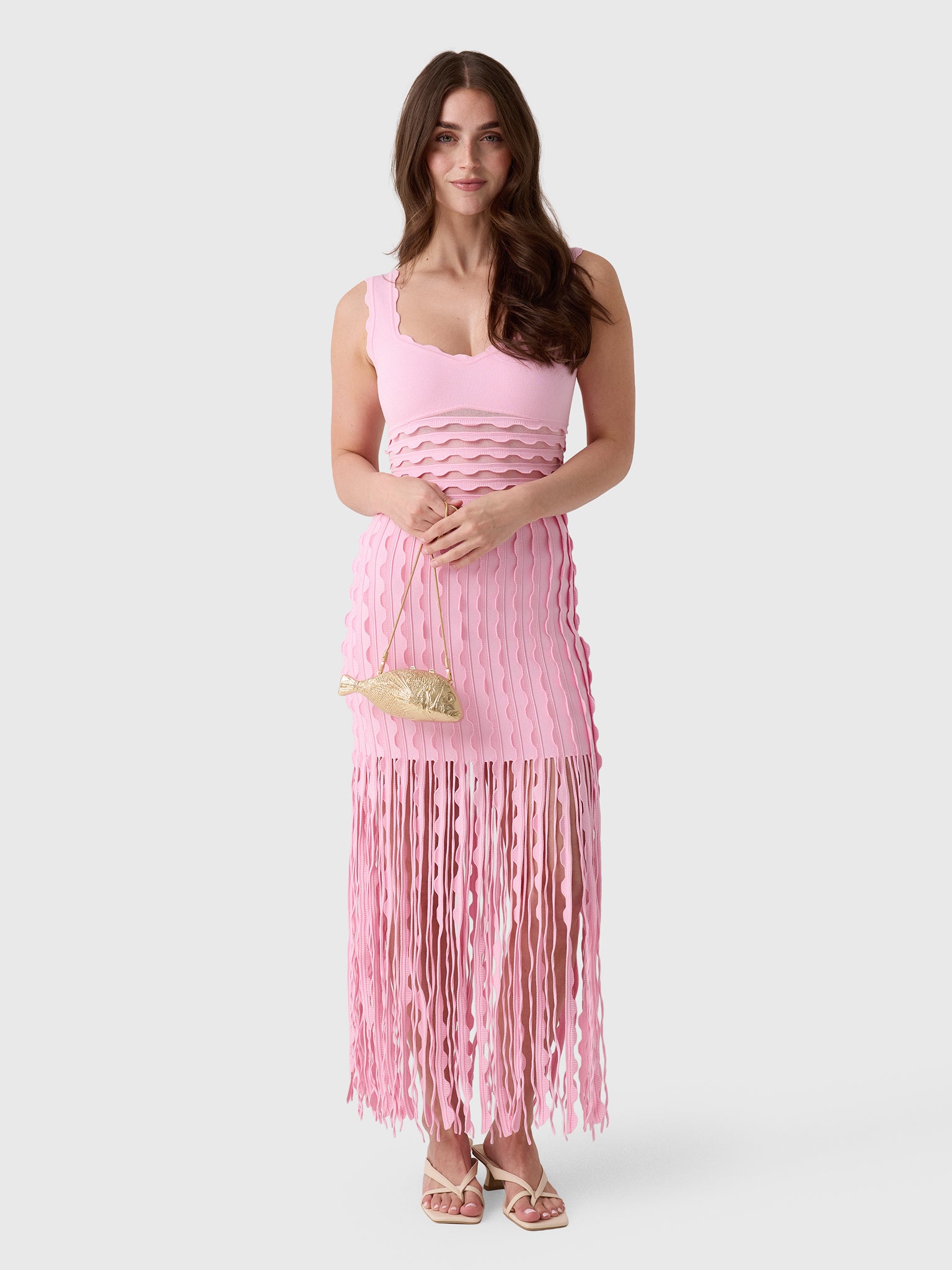 Simkhai Women's Brionne Scalloped Knit Midi Dress - Saint Bernard