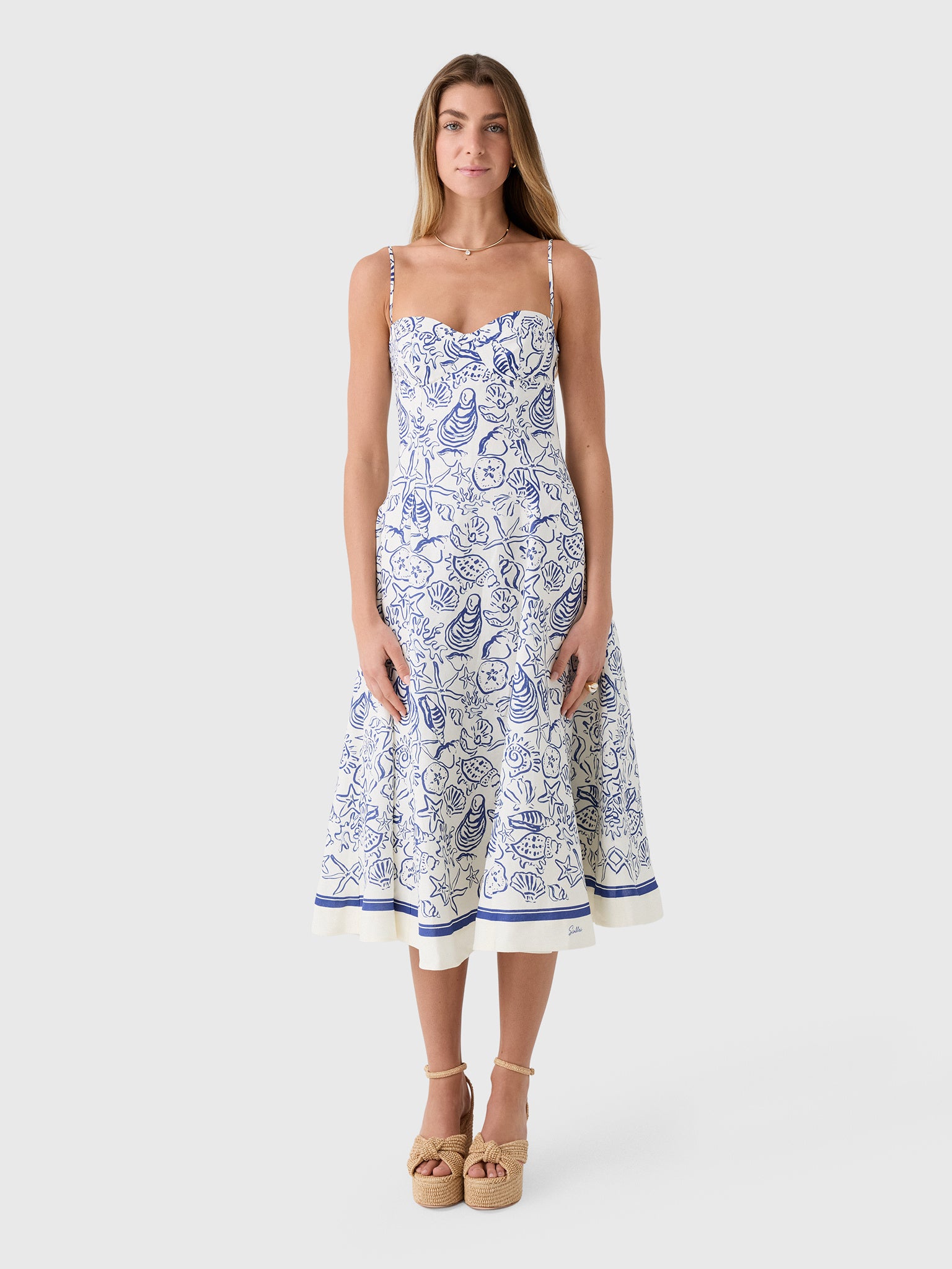Simkhai Women's Analise Linen Bustier Midi Dress - Saint Bernard