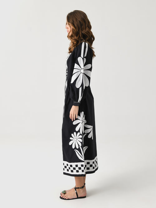 Farm Rio Women's Nature Black Maxi Dress