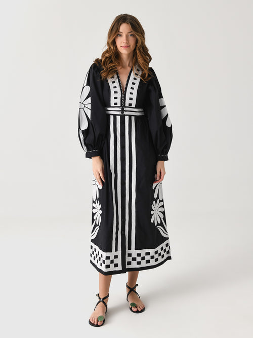 Farm Rio Women's Nature Black Maxi Dress