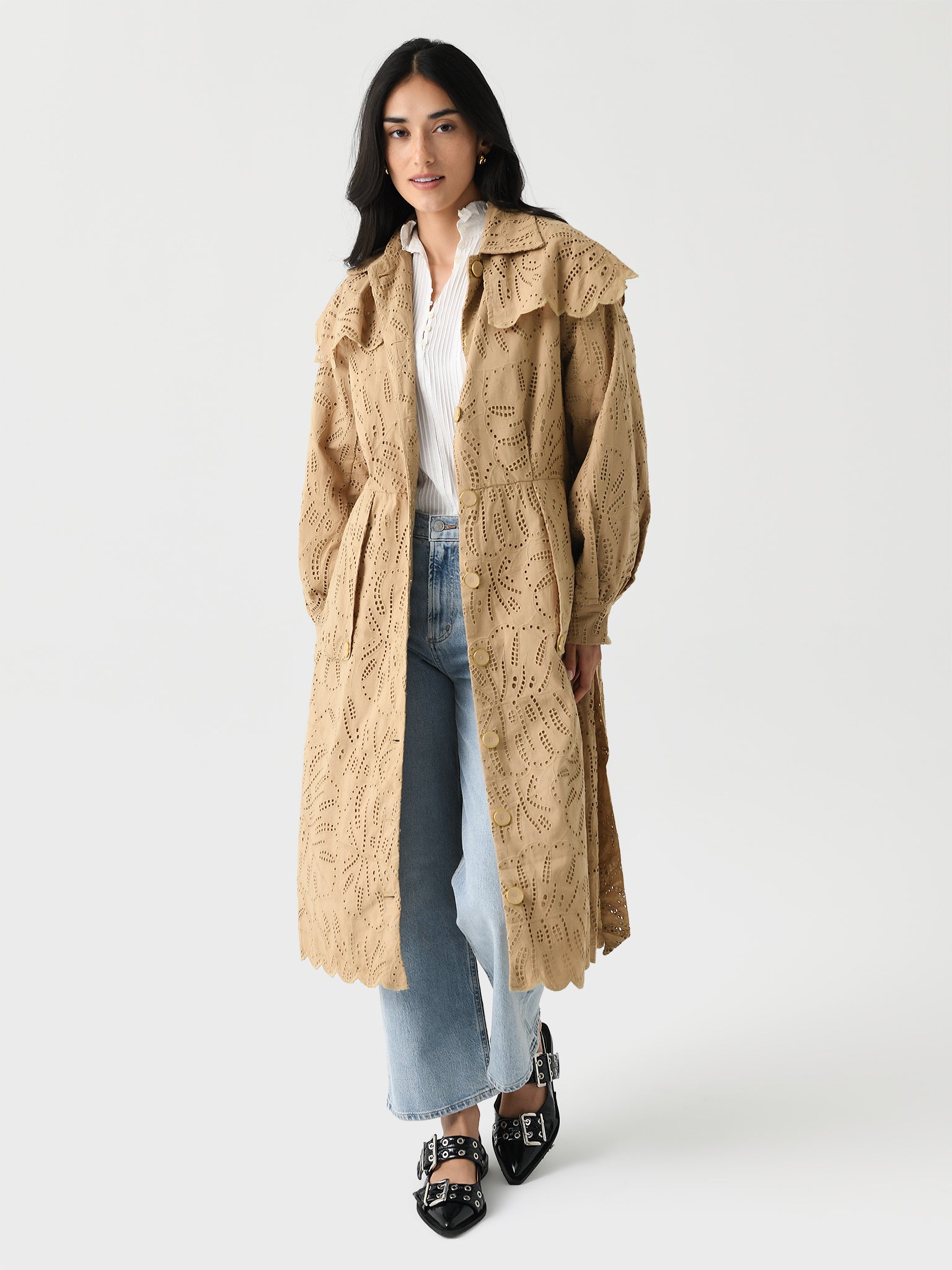 Farm Rio Women's Laise Trench Coat - Saint Bernard