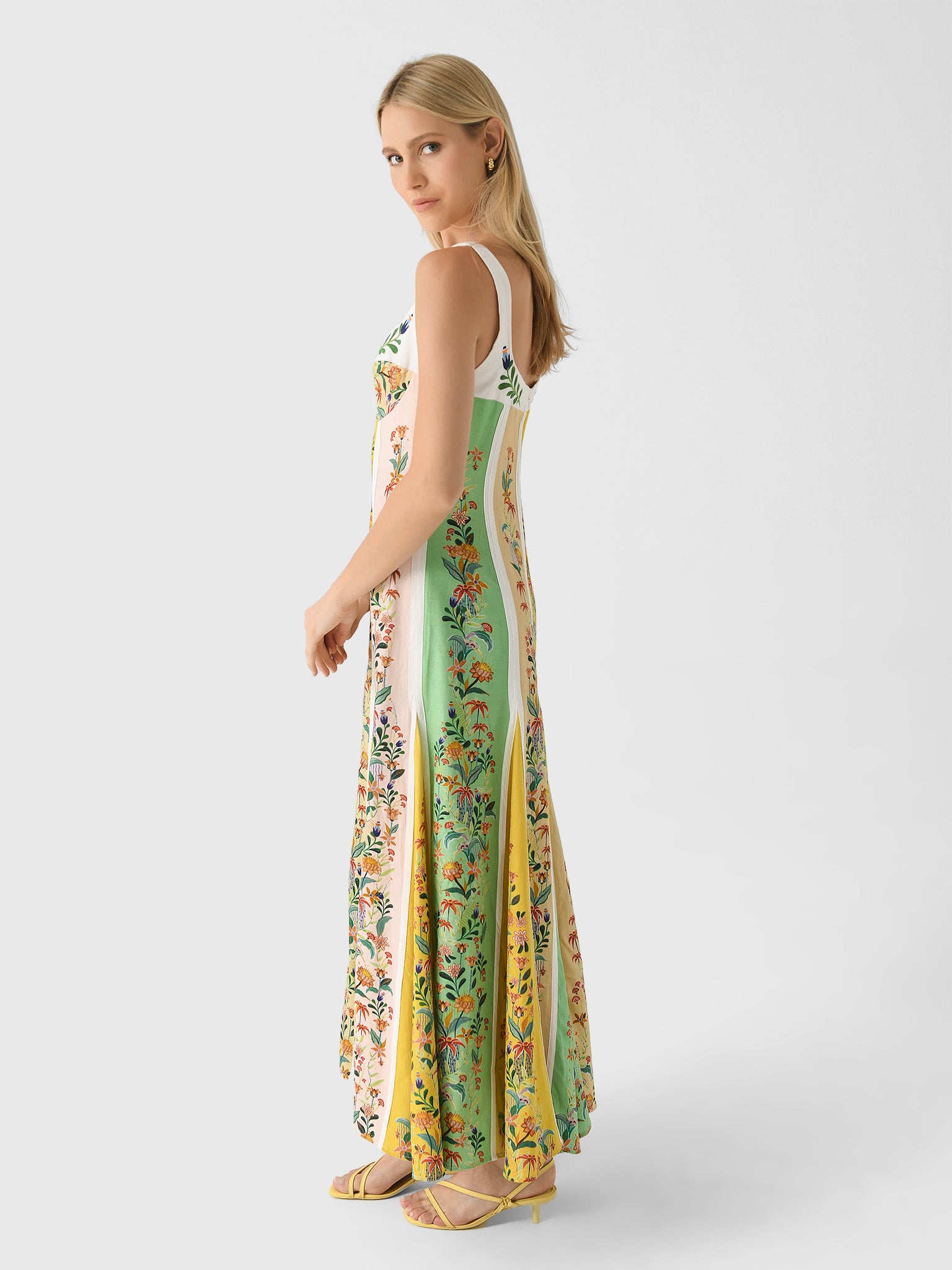 farm rio delicate floral stripes linen blend maxi dress Multicolor Delicate Floral Stripes Maxi Dress FARM Rio