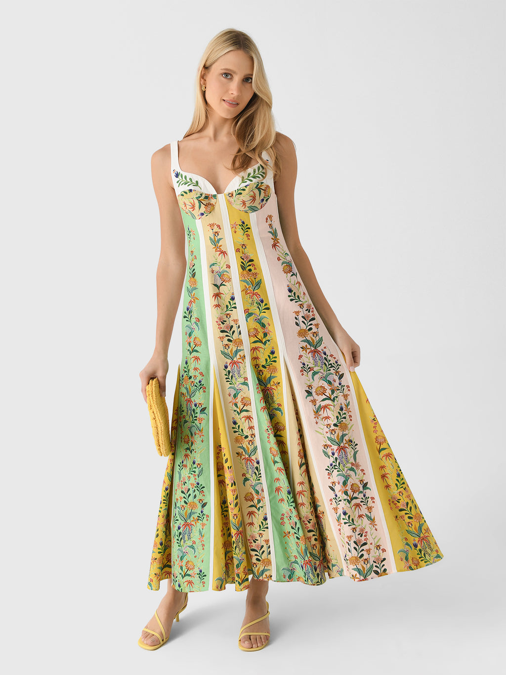 Farm Rio Women's Delicate Floral Stripes Maxi Dress - Saint Bernard