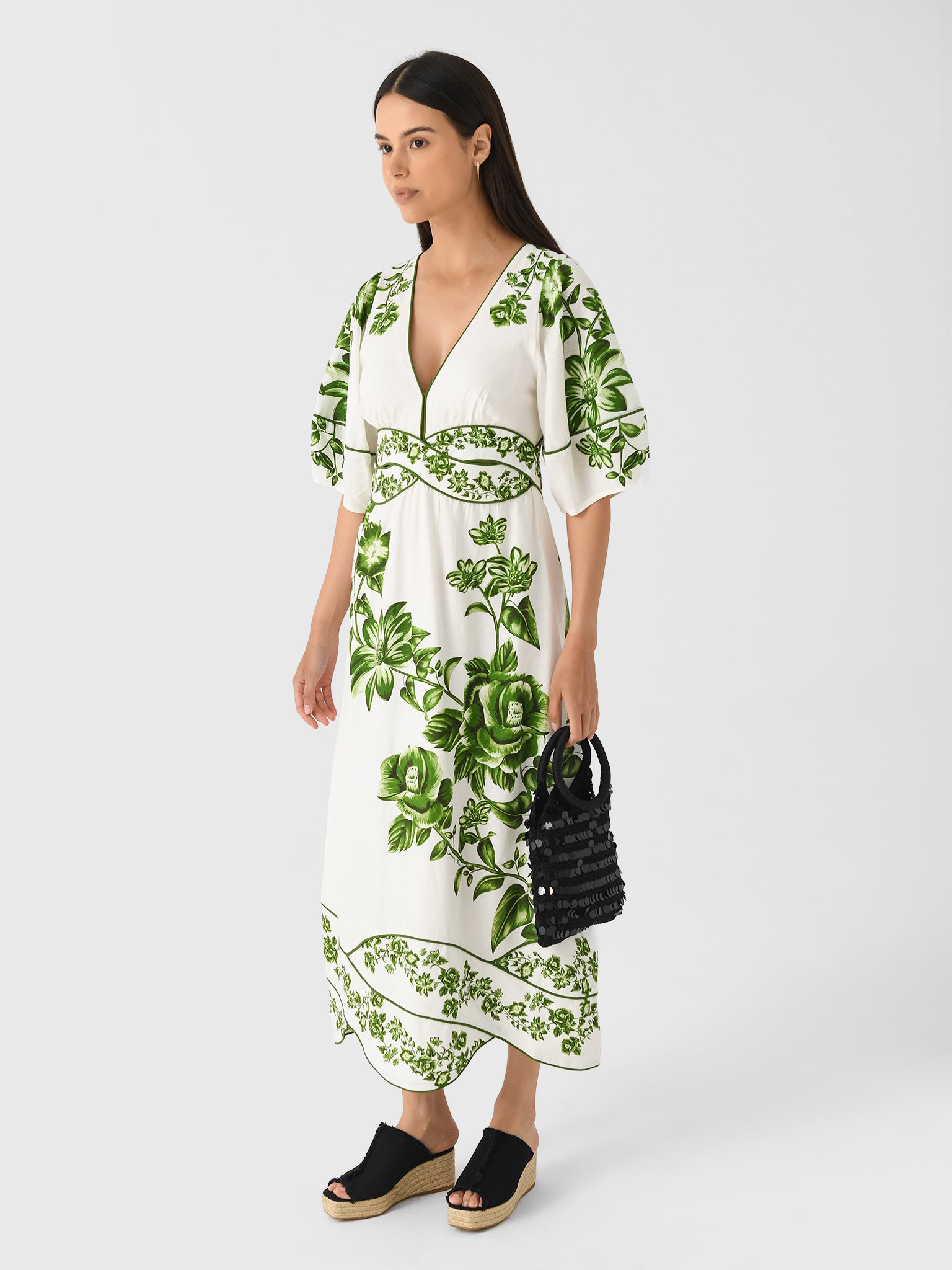 farm rio open back floral midi dress Farm Rio Open-Back Floral Midi Dress