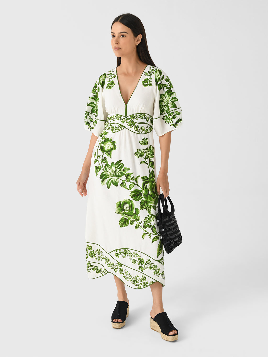 knee length dresses for ladies Farm Rio Sicily Off-White Midi Dress – Monelle Vermont