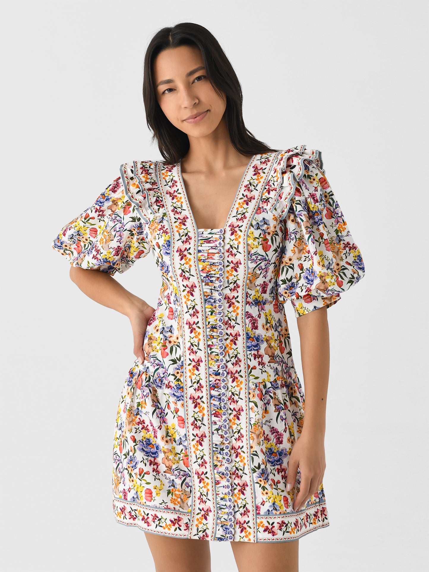 Farm Rio Women's Greek Garden Mini Dress - Saint Bernard