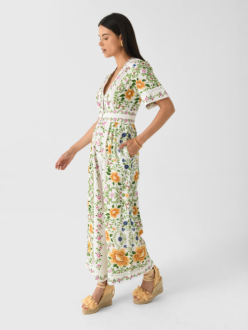 Farm Rio Women's Folk Floral Jumpsuit