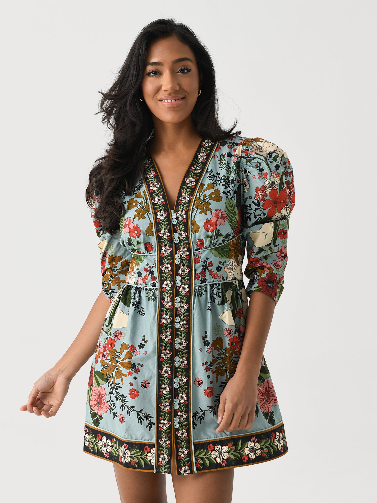 Farm Rio Women's Beauty Bouquet Mini Dress - Saint Bernard