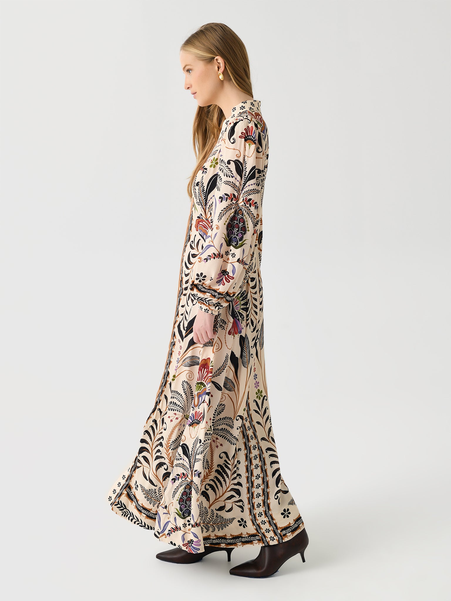 farm rio sand classic nature maxi dress SAND Mystical Long Sleeve Maxi Dress