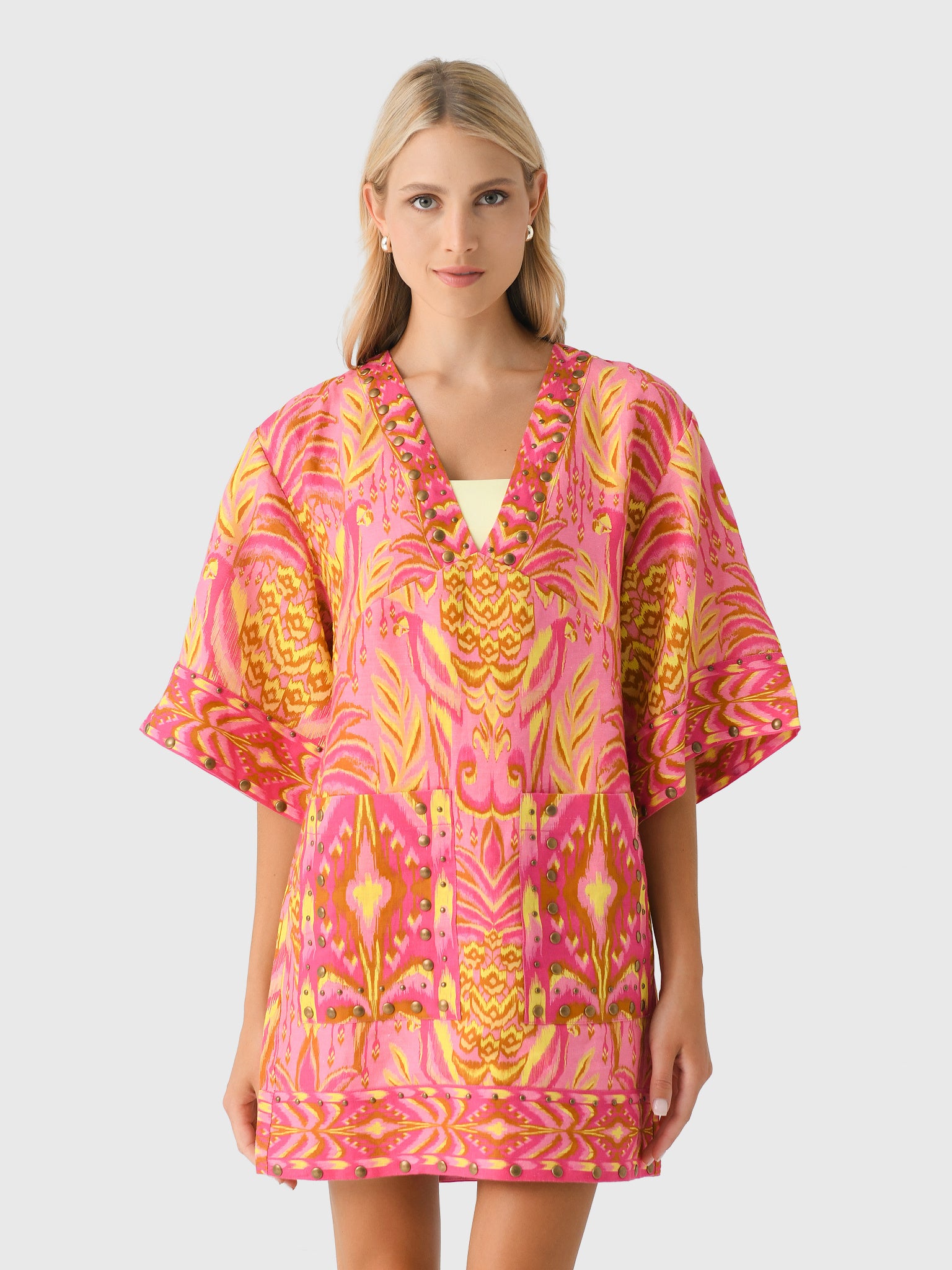Farm Rio Women's Pineapple Tapestry Tunic Mini Dress - Saint Bernard