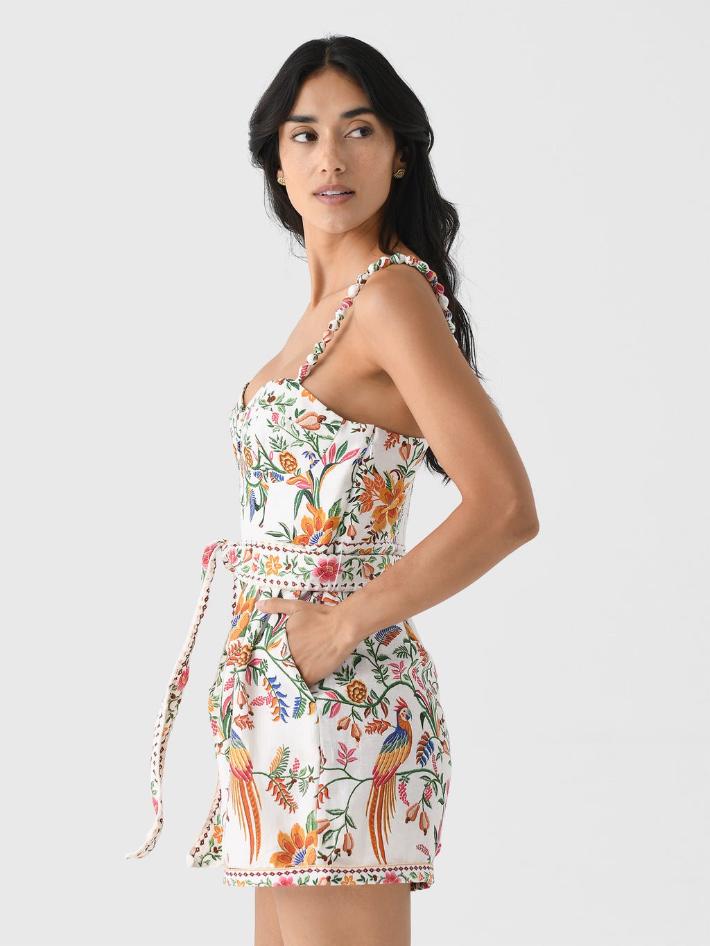 Farm Rio Women's Delicate Forest Romper Saint Bernard