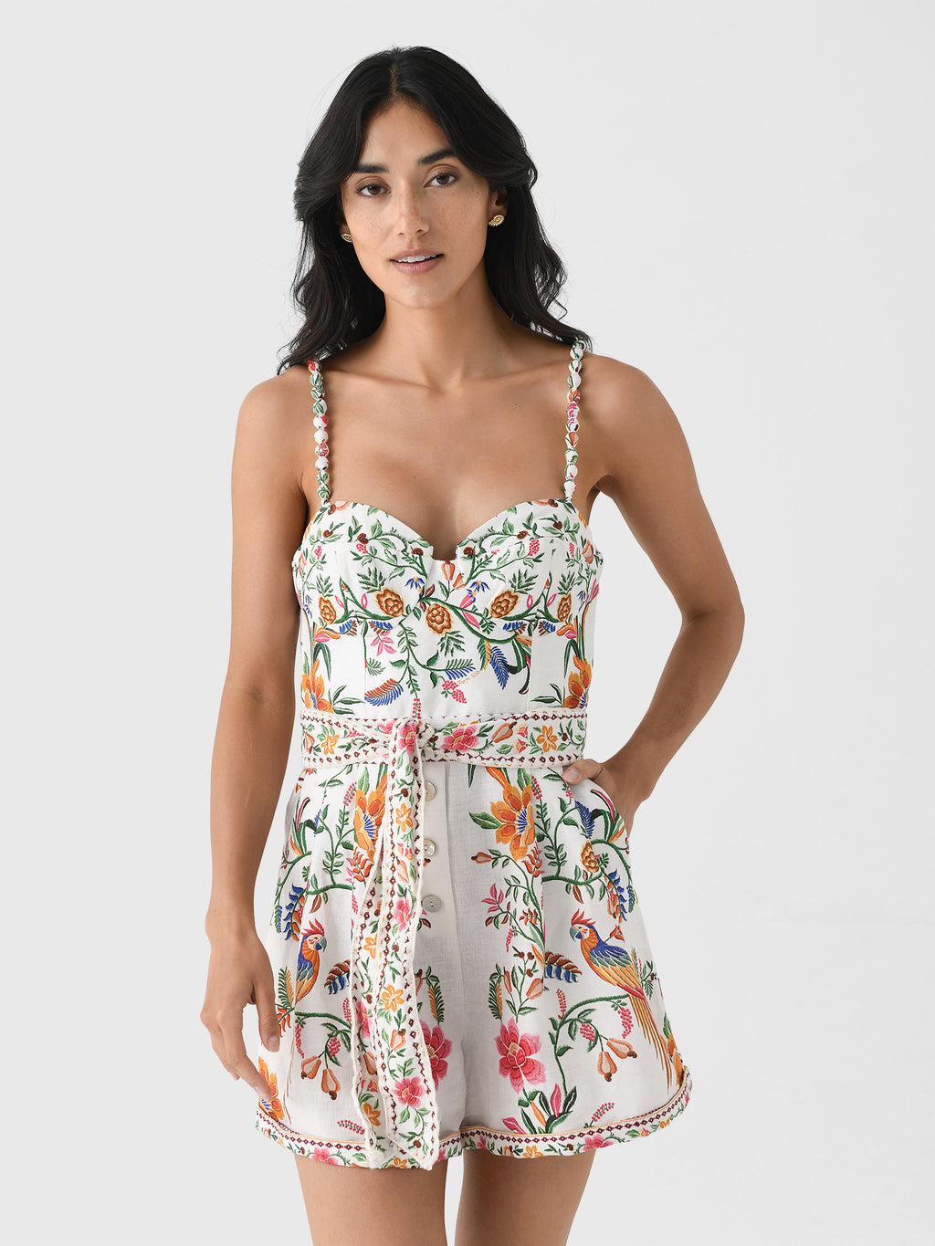 Farm Rio Women's Delicate Forest Romper - Saint Bernard