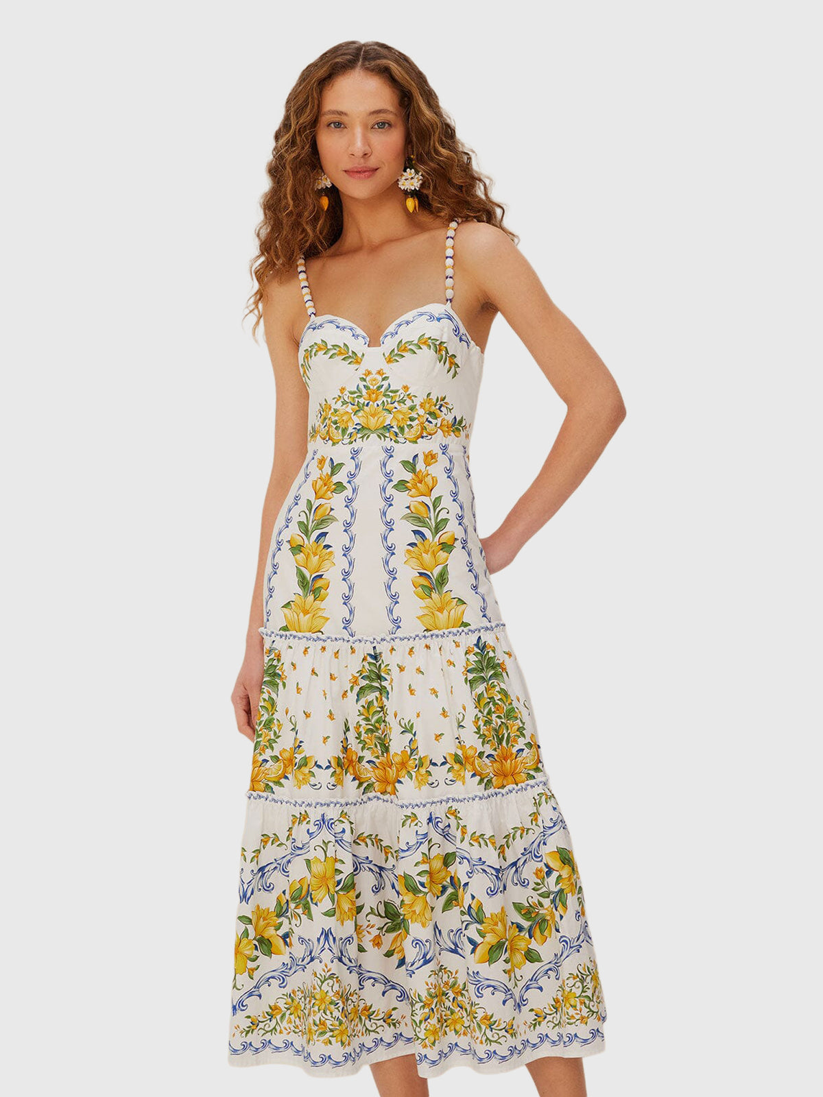 Farm Rio Women's Sicily Midi Dress Saint Bernard