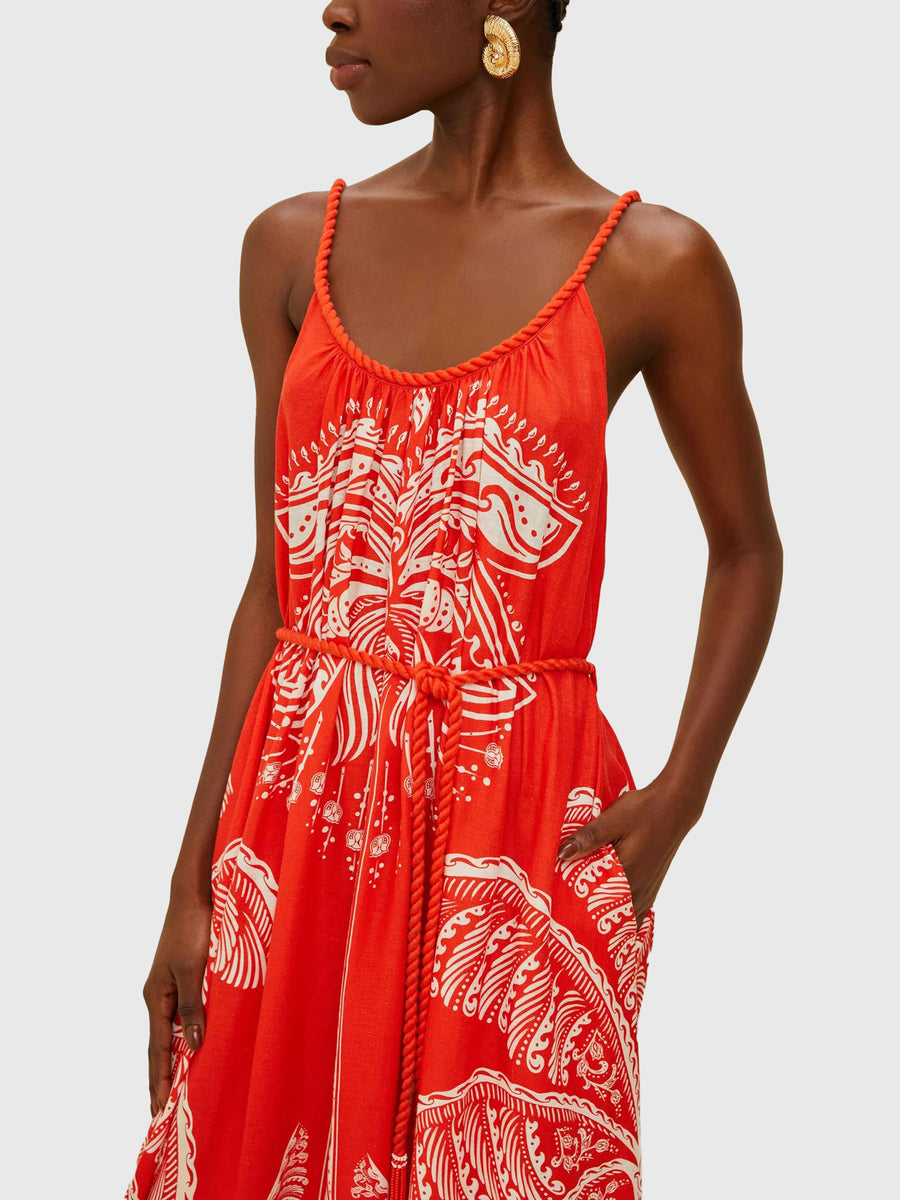 Farm Rio Women's Majestic Coconut Tree Maxi Dress Saint Bernard