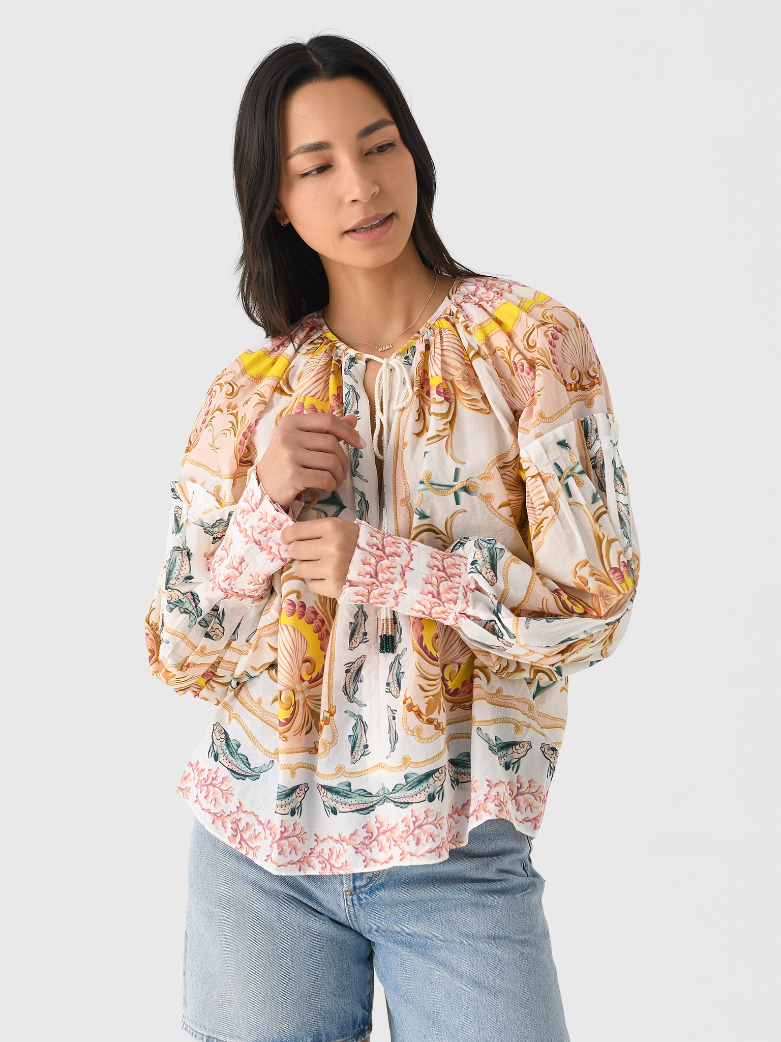 Farm Rio Women's Maritime Magic Blouse - Saint Bernard