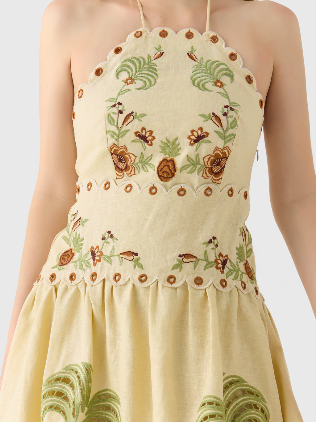 slim fit dress slacks Farm Rio Women's Delicate Forest Richelieu Embroidered Midi Dress – Saint  Bernard