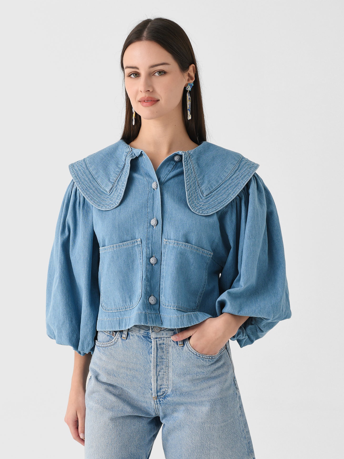 Farm Rio Women's Denim Shirt - Saint Bernard
