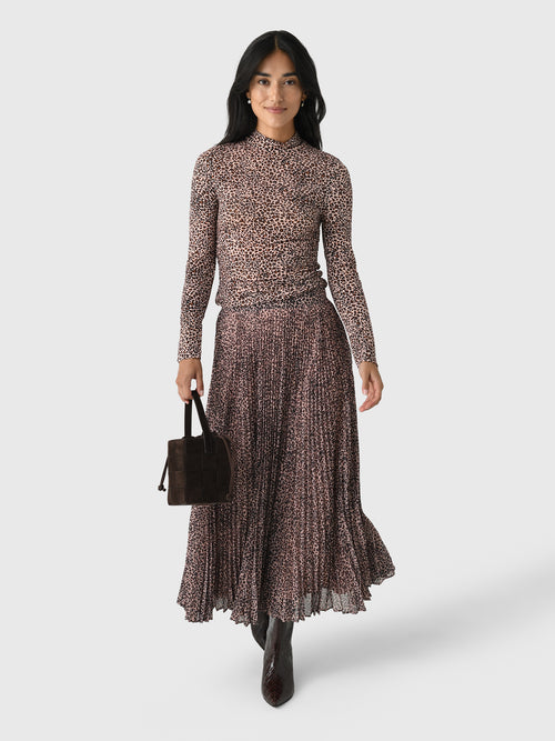 Farm Rio Women's Baby Leopard Pleated Maxi Skirt