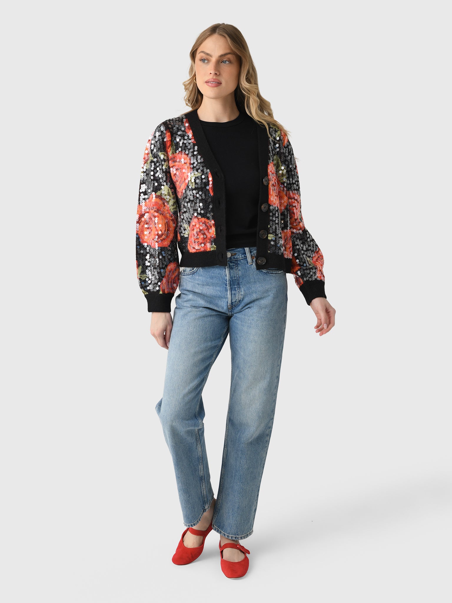 Farm Rio Women's Latin Roses Sequin Knit Cardigan – Saint Bernard