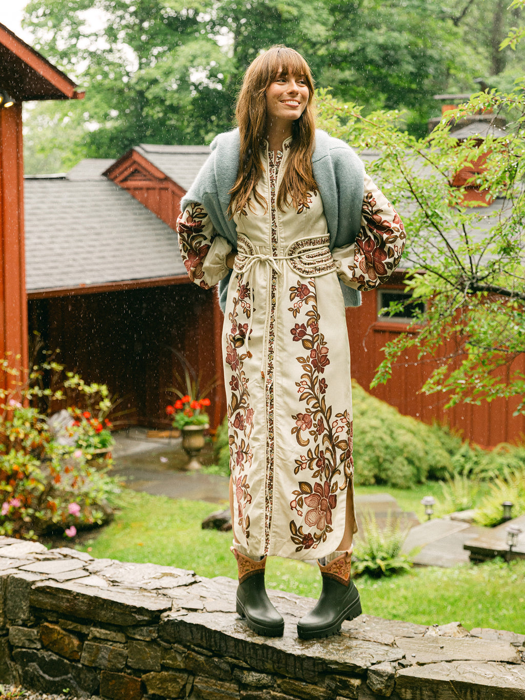 Farm Rio Women's Renata Floral Long Sleeve Midi Dress Saint Bernard Farm Rio Women's Renata Floral Long Sleeve Midi Dress Saint Bernard