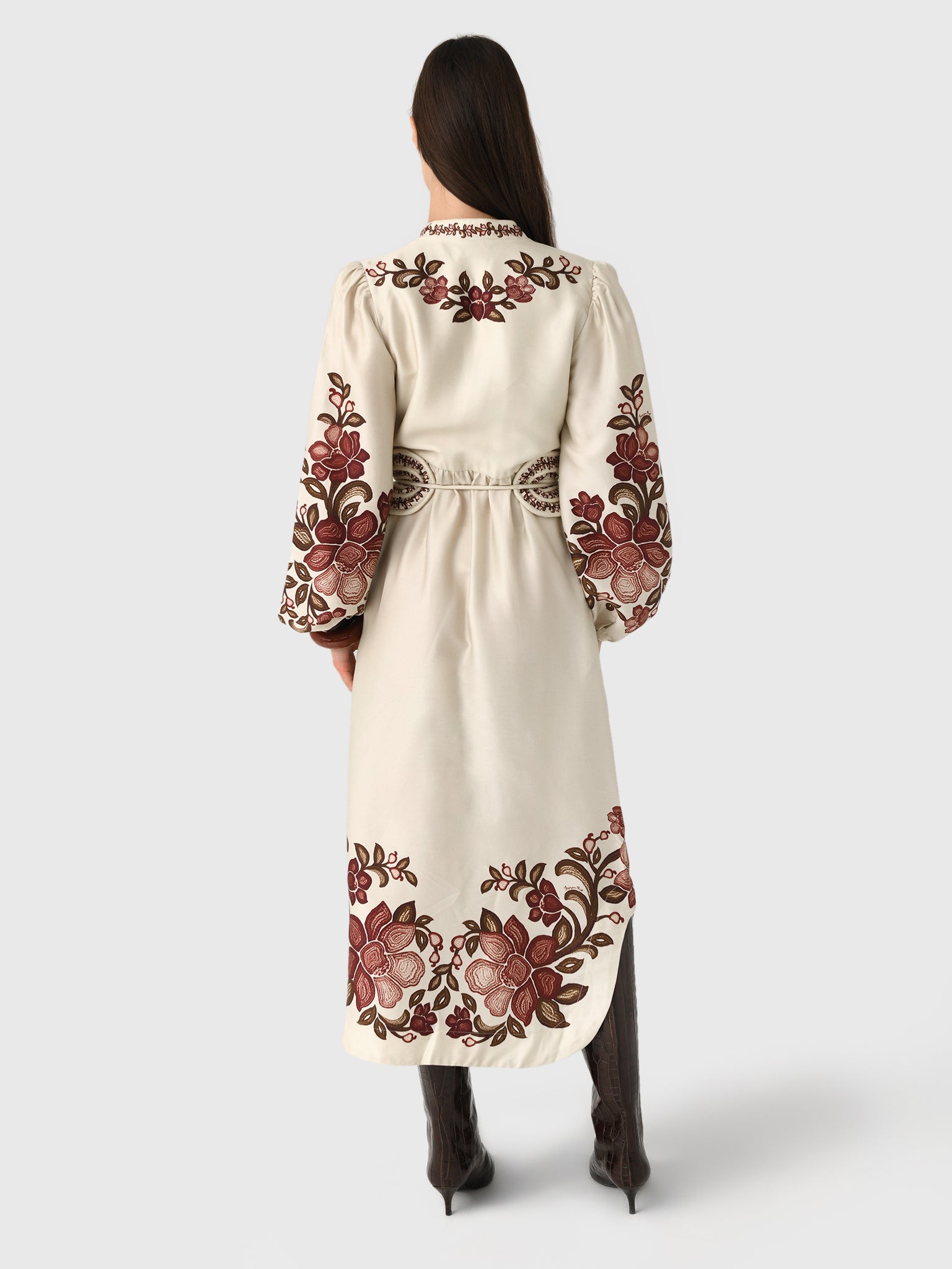 farm rio long sleeve floral lace midi dress Farm Rio Women's Renata Floral Long Sleeve Midi Dress