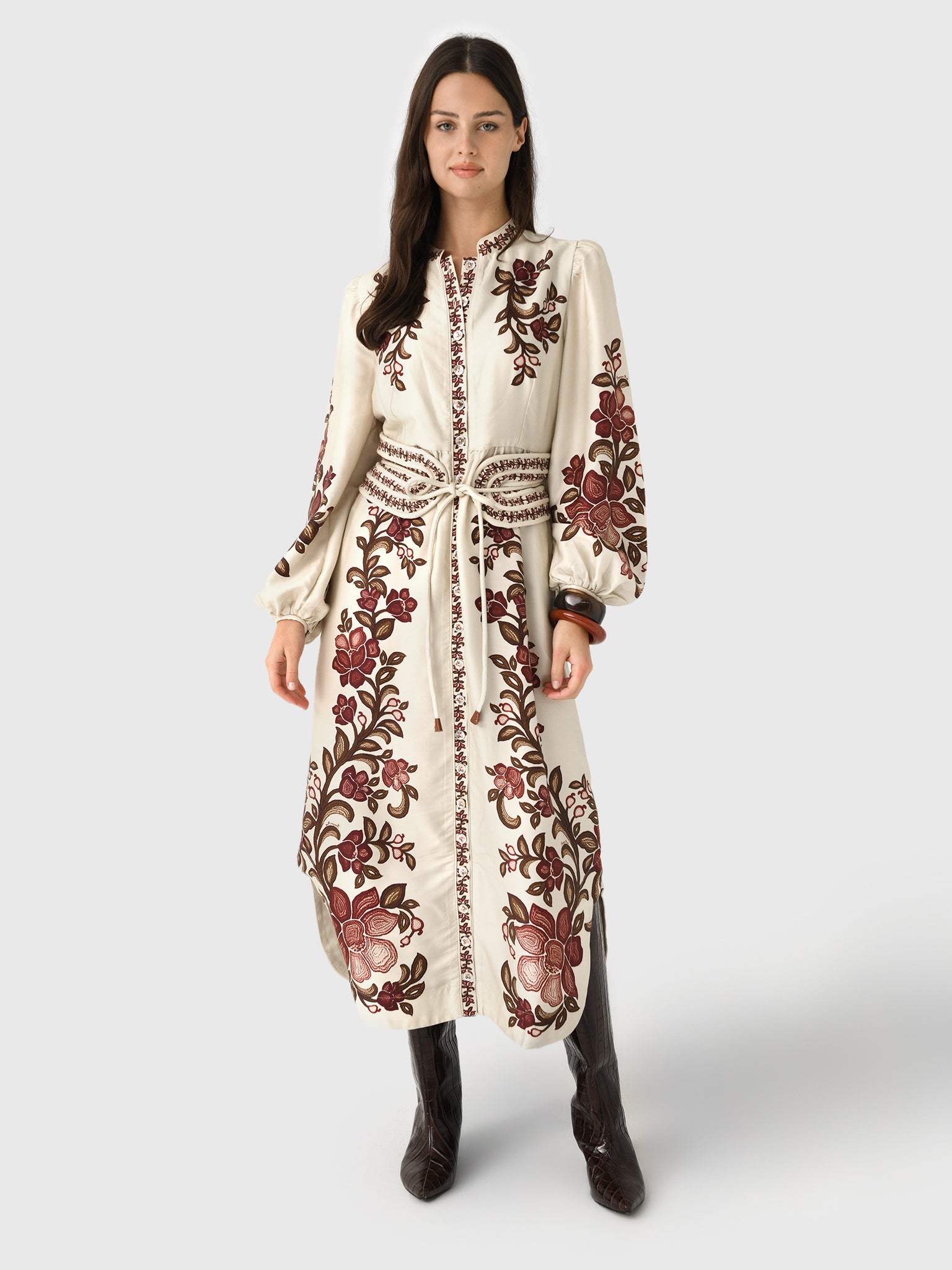 Farm Rio Women's Renata Floral Long Sleeve Midi Dress - Saint Bernard