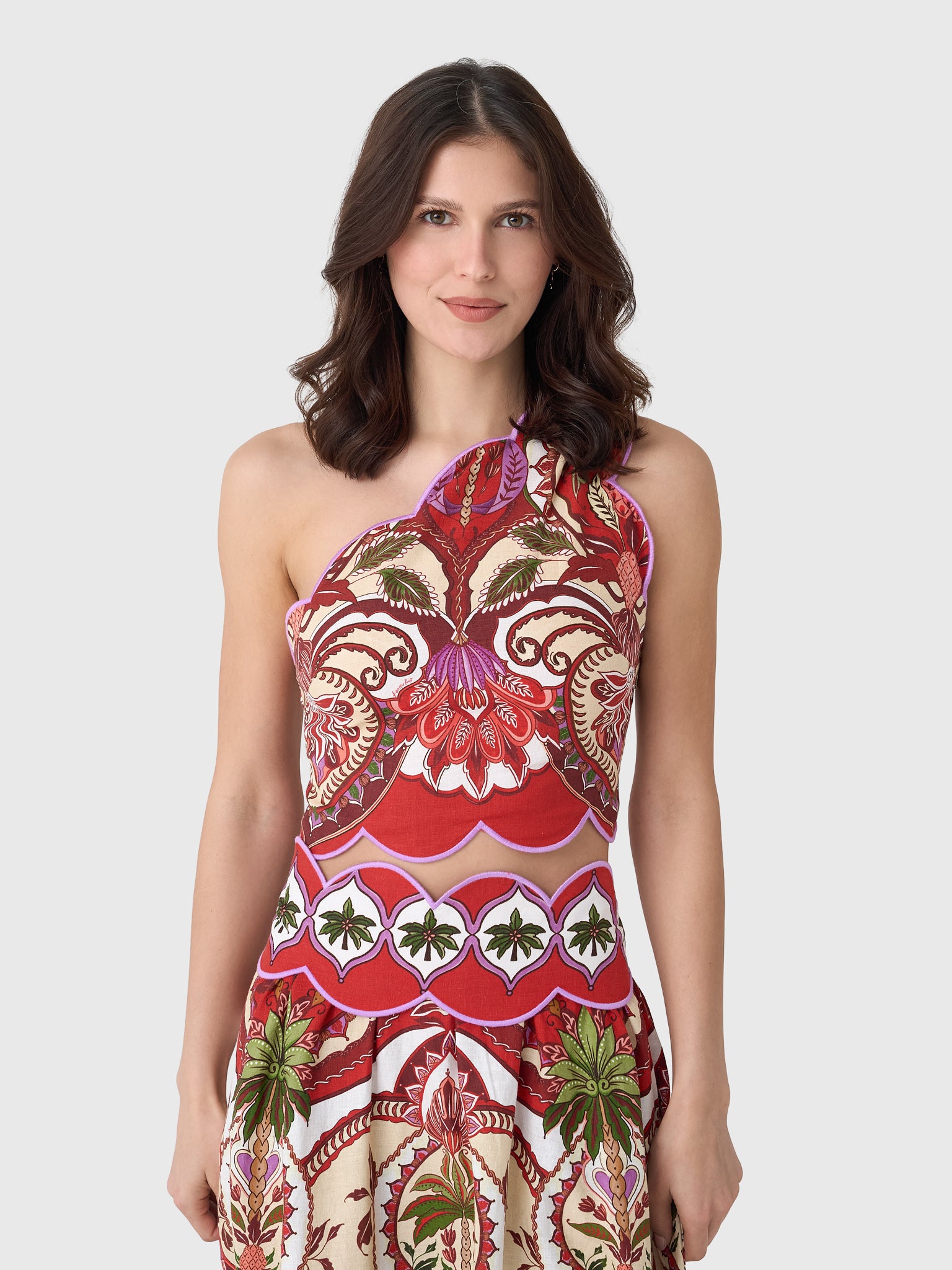 Farm Rio Women's Odara Scallops One-Shoulder Top - Saint Bernard
