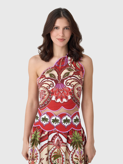 Farm Rio Women's Odara Scallops One-Shoulder Top