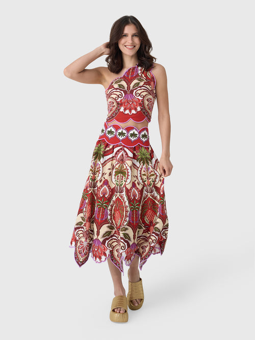 Farm Rio Women's Odara Scallops Midi Skirt