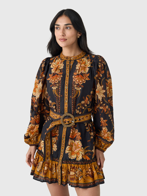 Farm Rio Women's Majestic Garden Long Sleeve Mini Dress