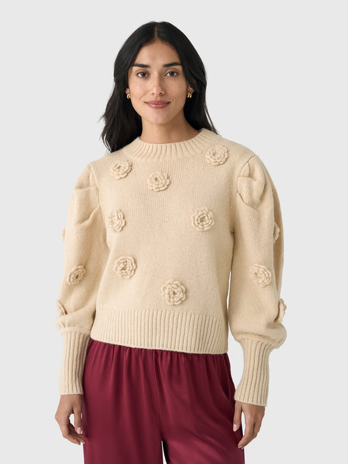 Farm Rio Women's Crochet Flower Knit Sweater