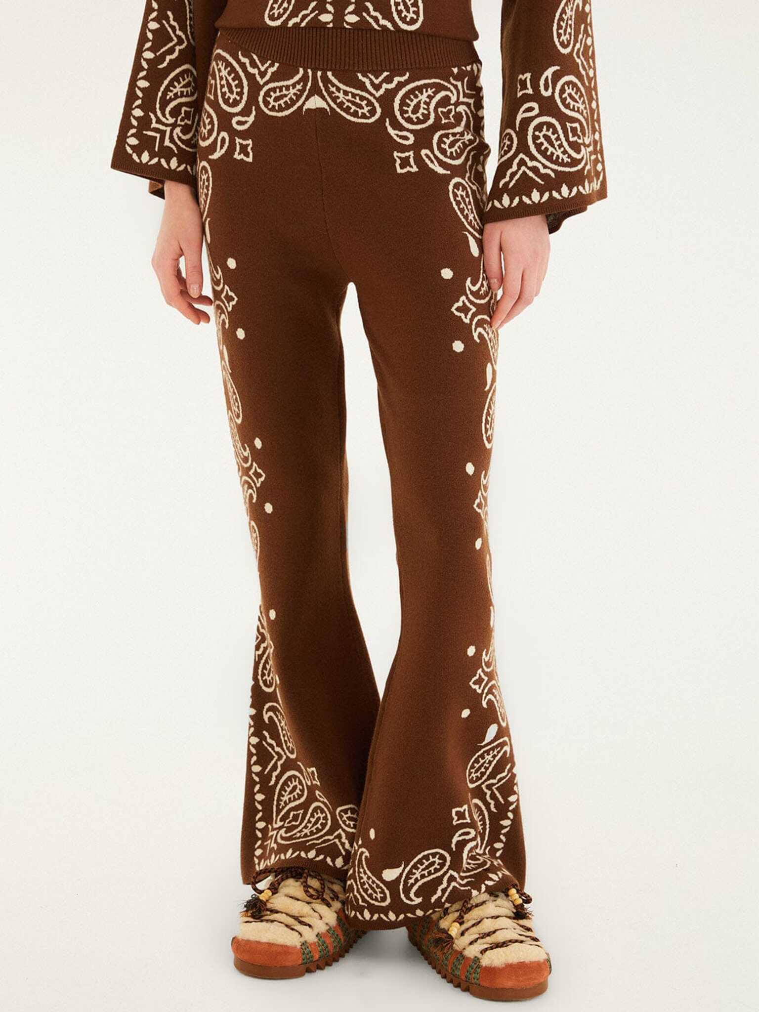 Farm Rio Women's Bohemian Paisley Flare Knit Pant - Saint Bernard