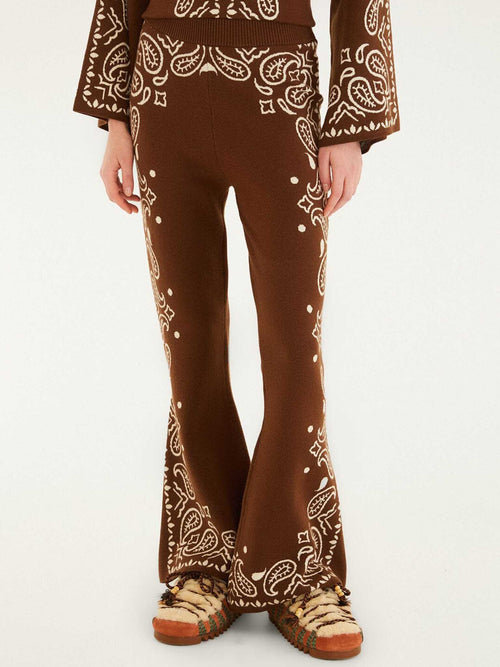 Farm Rio Women's Bohemian Paisley Flare Knit Pant