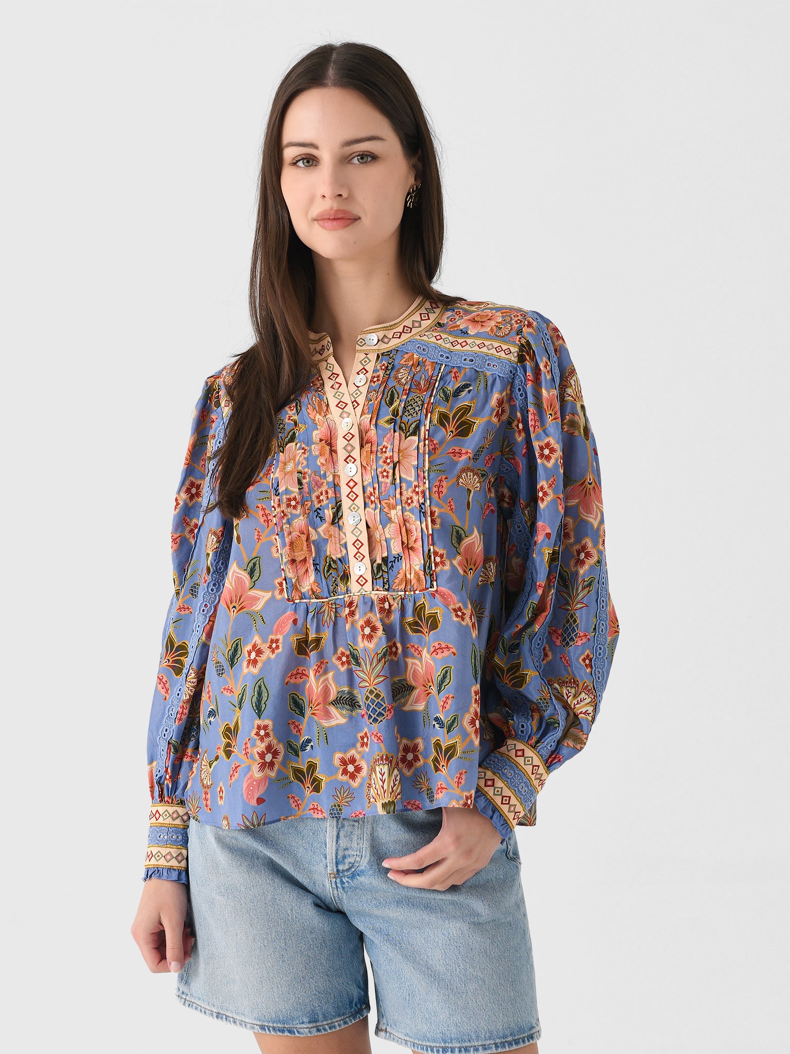 Farm Rio Women's Superbloom Tapestry Blouse - Saint Bernard