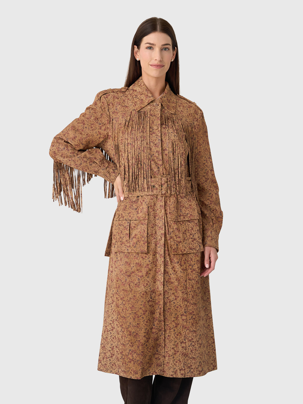 Farm Rio Women's Liberty Leather Trench Coat - Saint Bernard