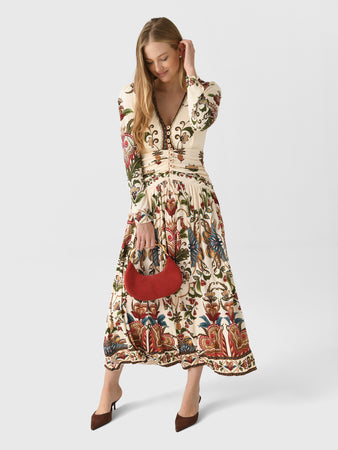 Farm Rio Women's Majestic Hearts Long Sleeve Midi Dress Farm Rio Women's Majestic Hearts Long Sleeve Midi Dress