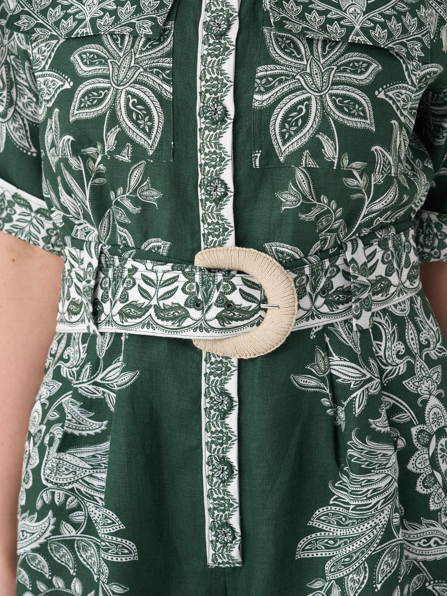 Farm Rio Women's Miranda Belted Romper - Saint Bernard