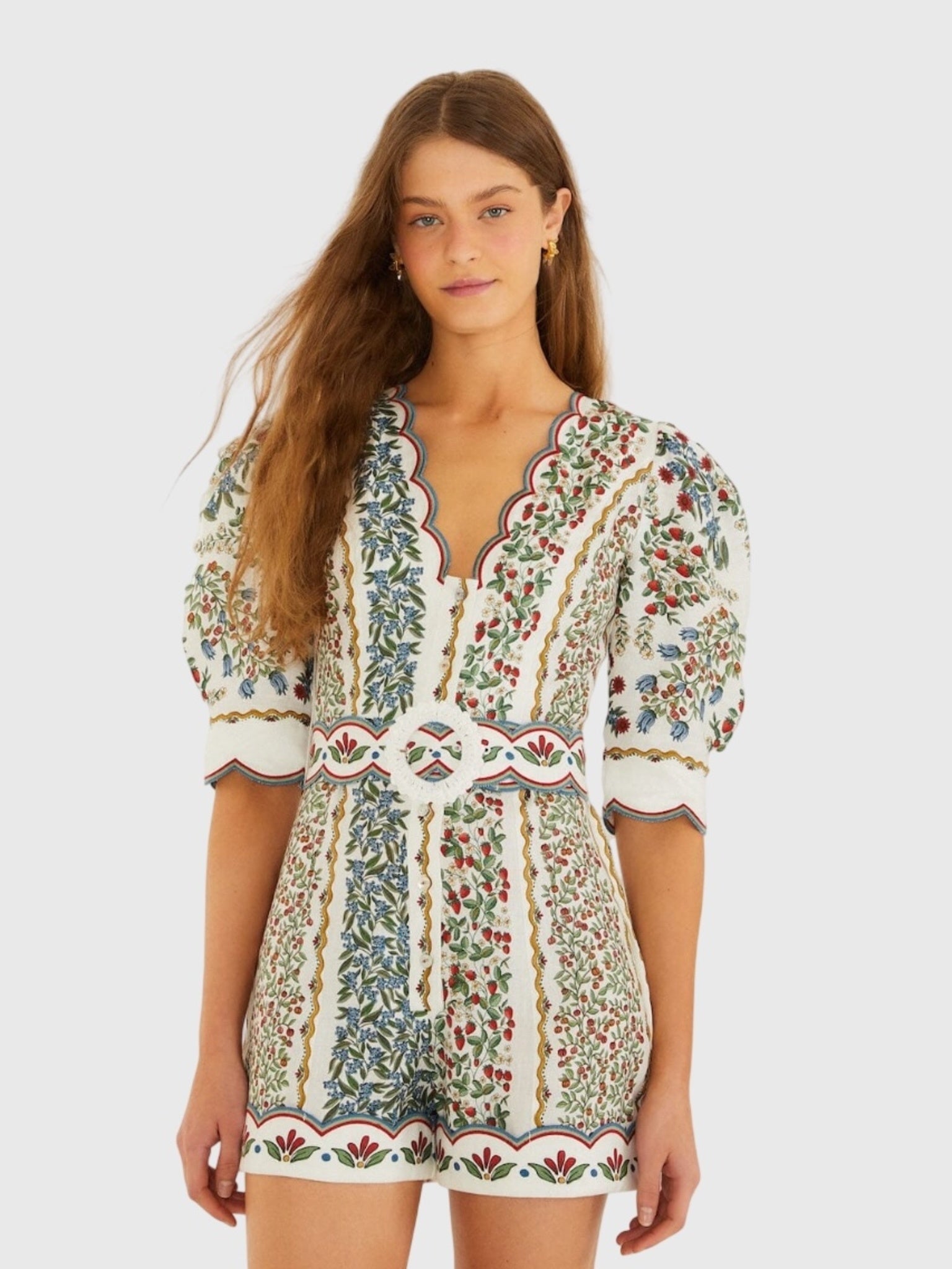 Farm Rio Women's Fruit Beauty Mini Cut-Out Romper - Saint Bernard