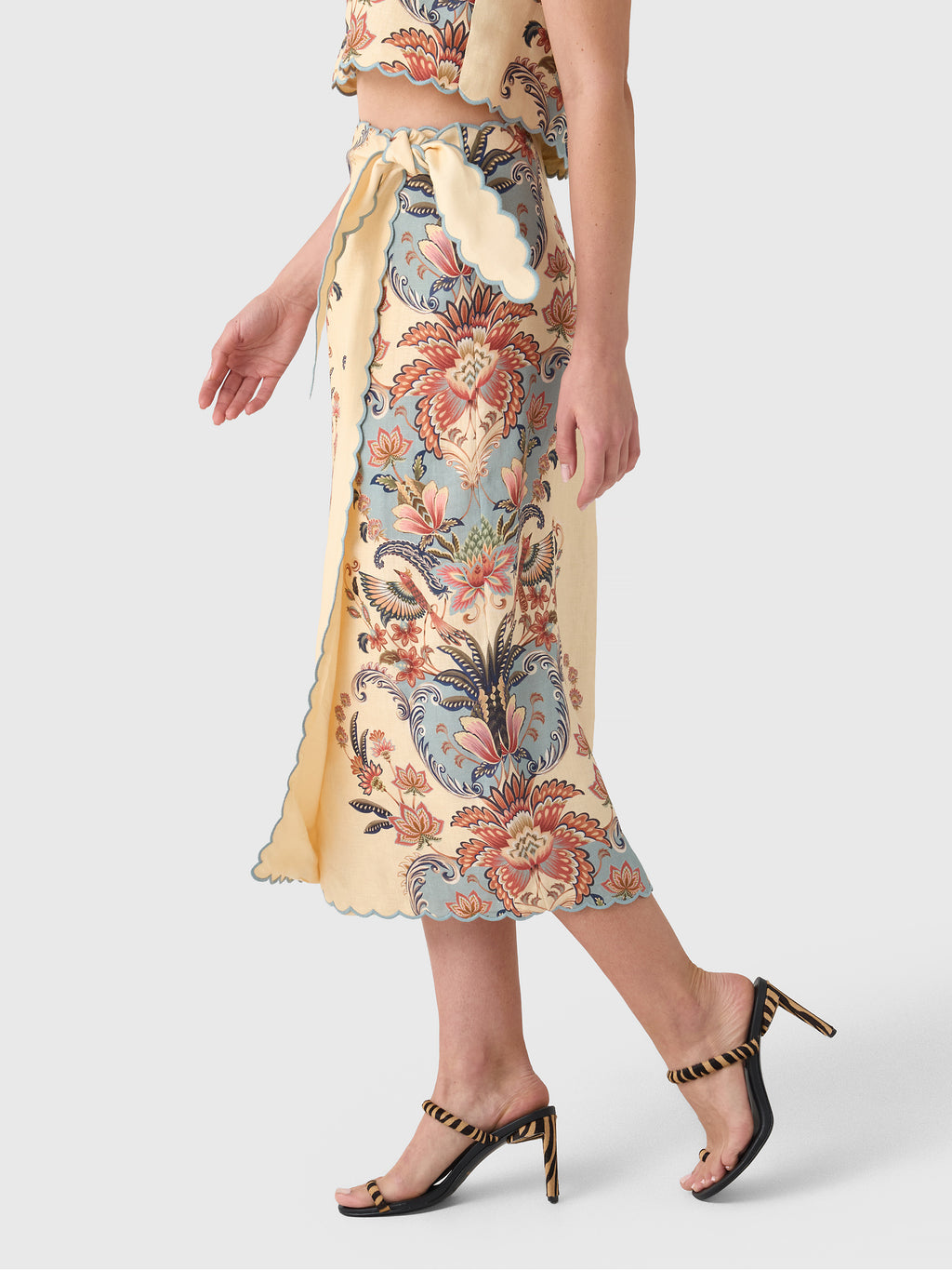 Farm Rio Women's Boho Beauty Midi Skirt - Saint Bernard