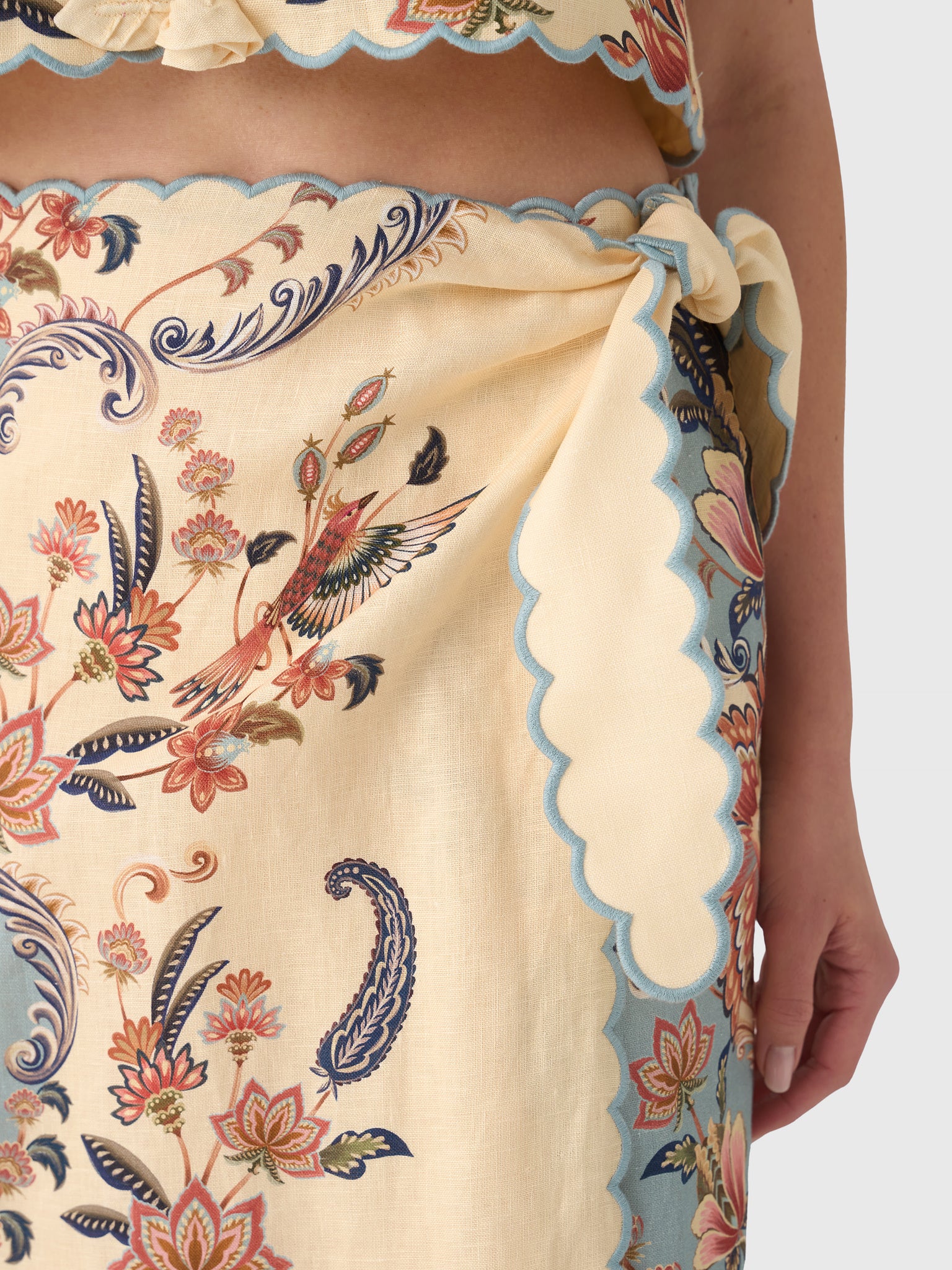 Farm Rio Women's Boho Beauty Midi Skirt - Saint Bernard