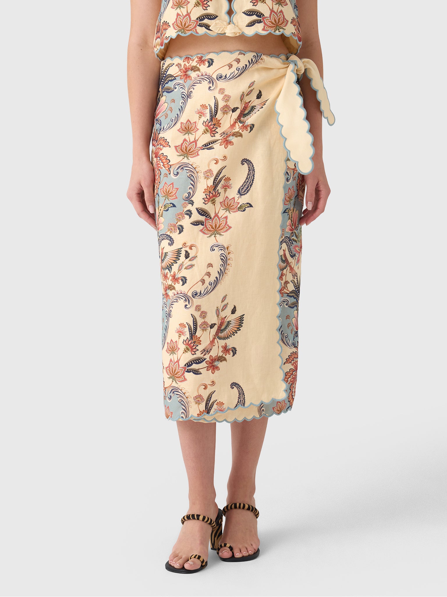 Farm Rio Women's Boho Beauty Midi Skirt - Saint Bernard