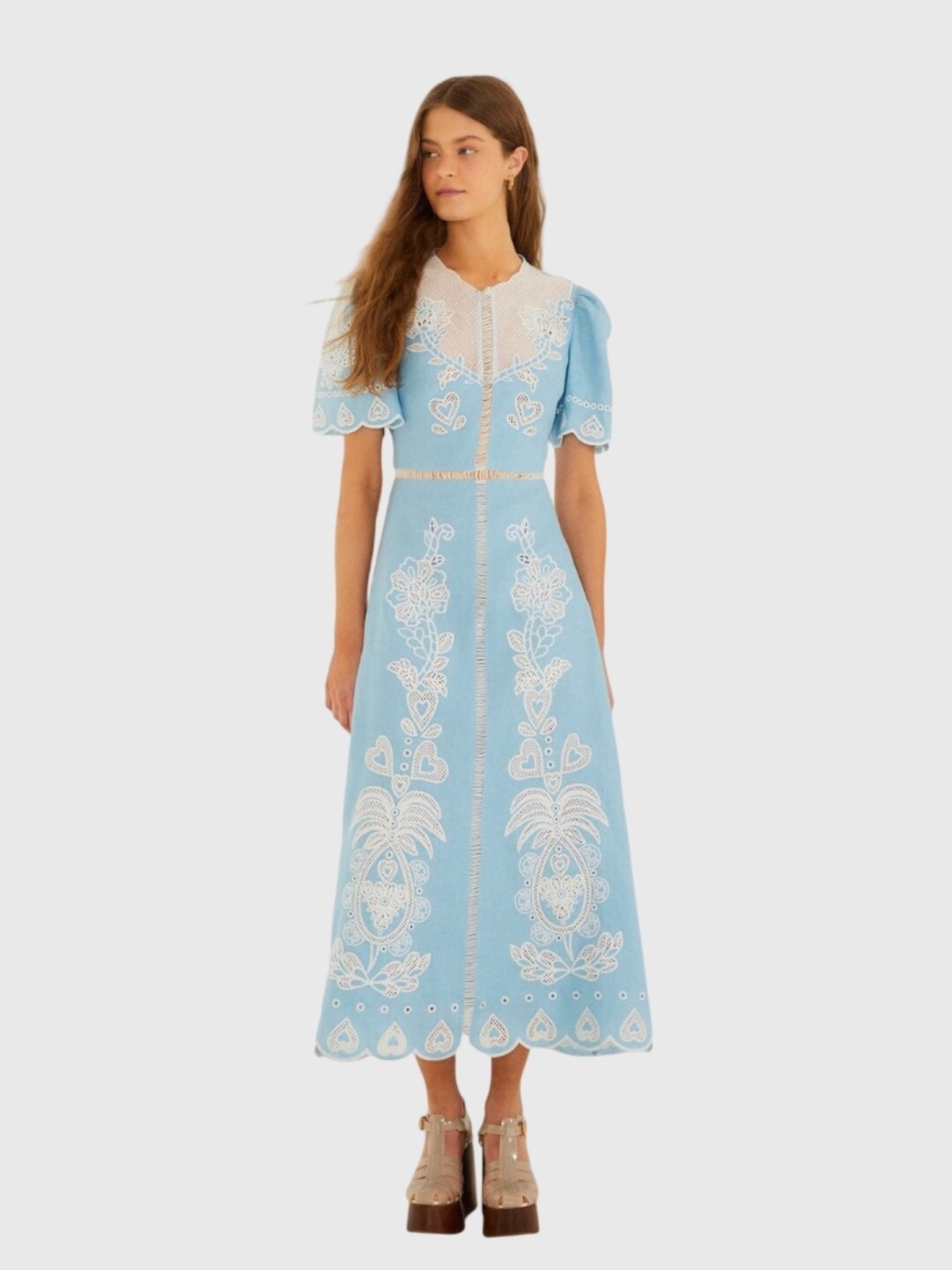 Farm Rio Women's Embroidered Midi Dress - Saint Bernard
