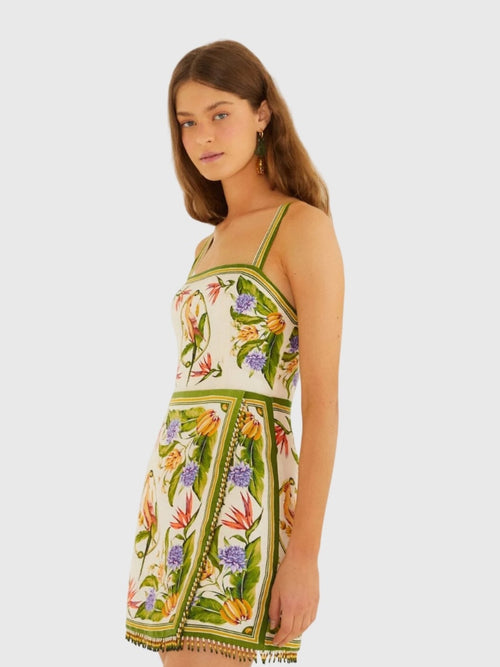 Farm Rio Women's Tropical Scarf Sleeveless Mini Dress