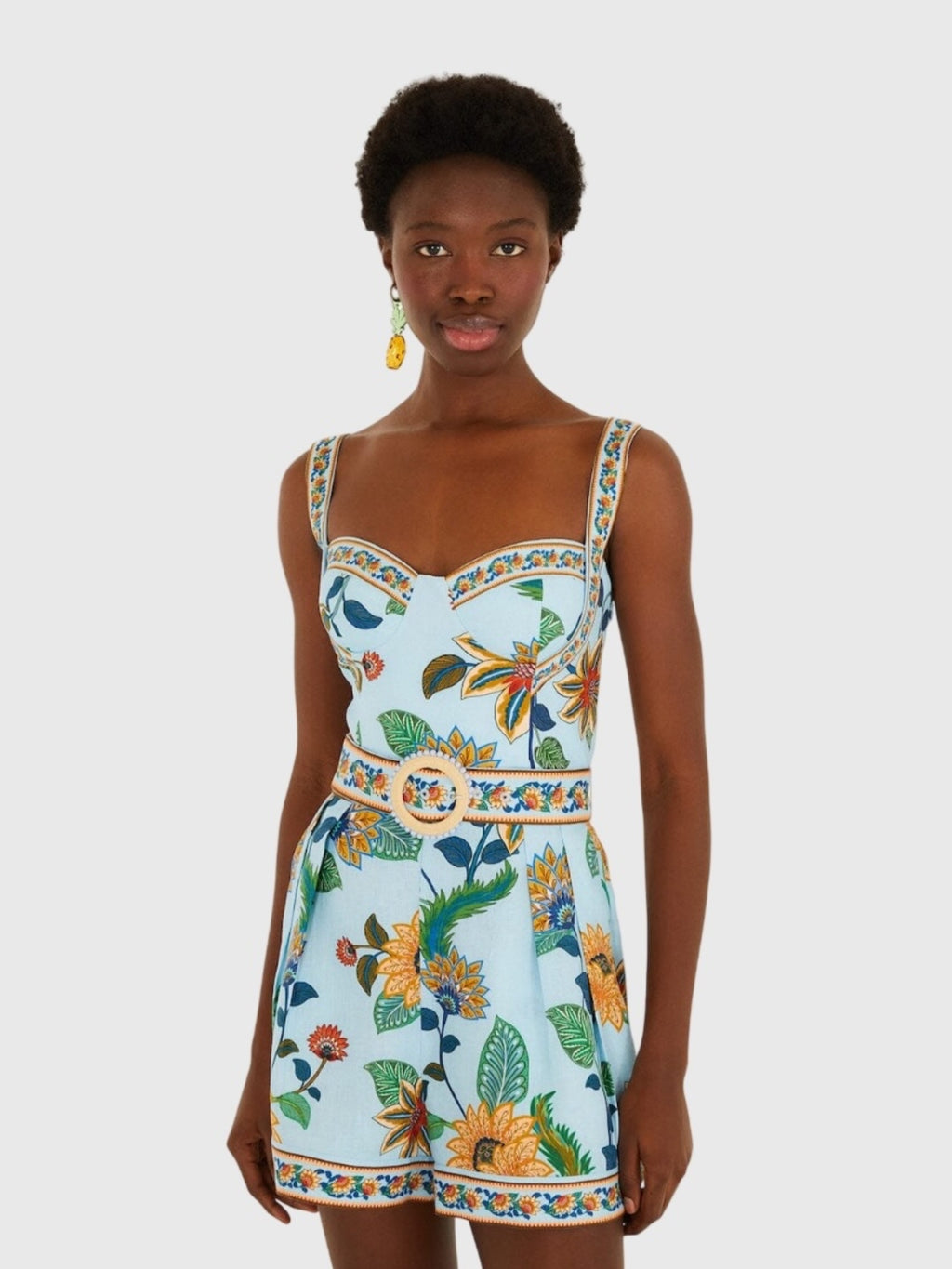 Farm Rio Women's Floral Delhi Romper - Saint Bernard