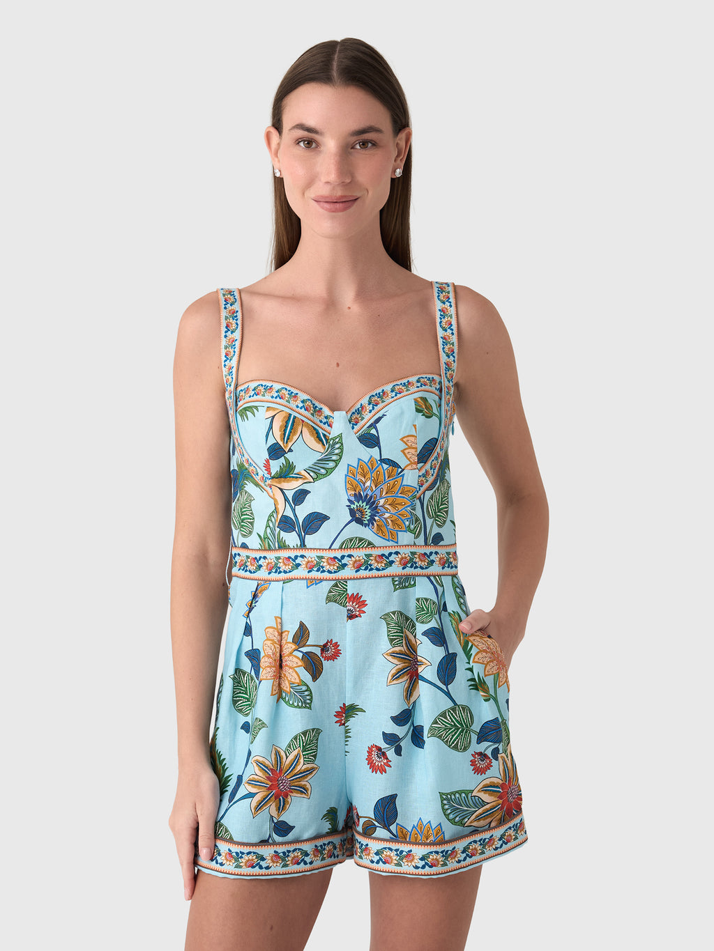 Farm Rio Women's Floral Delhi Romper - Saint Bernard