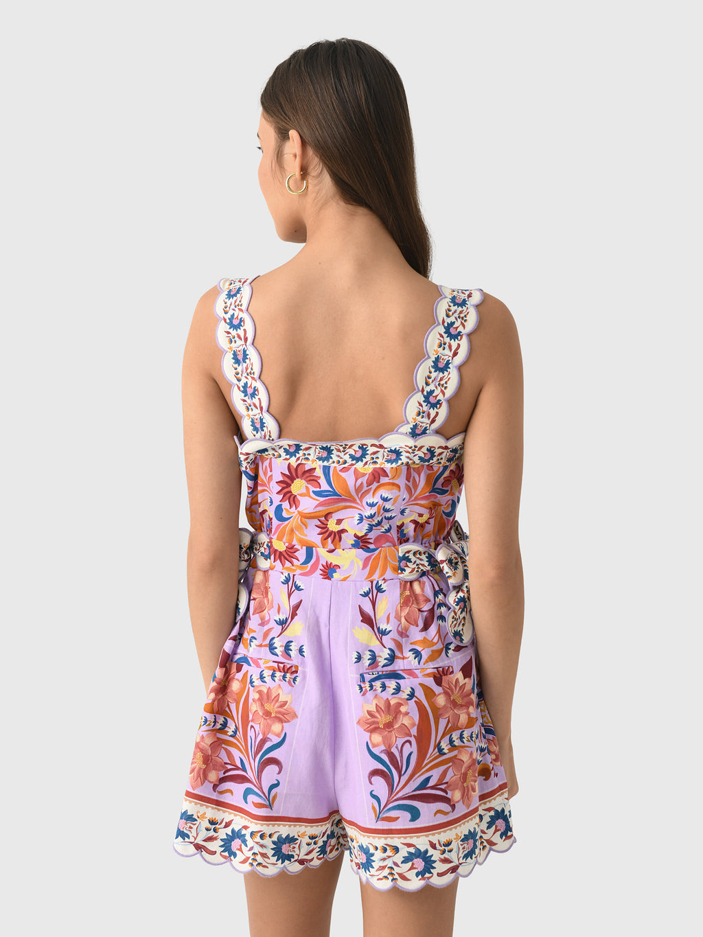 Farm Rio Women's Flower Tiles Romper - Saint Bernard