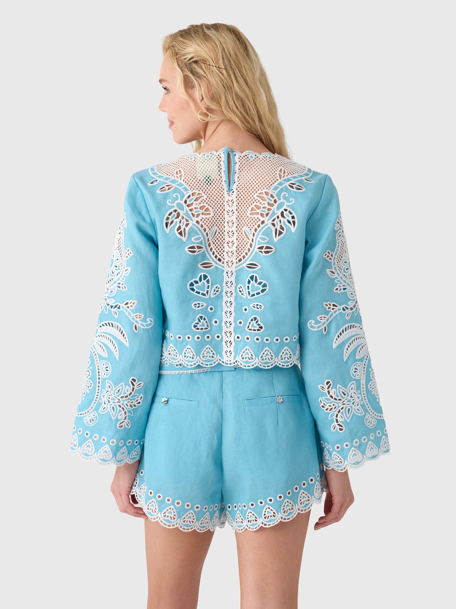 Farm Rio Women's Romantic Richelieu Blouse - Saint Bernard