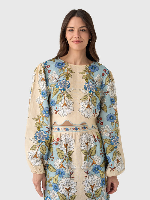 Farm Rio Women's Garden Scarf Long Sleeve Blouse