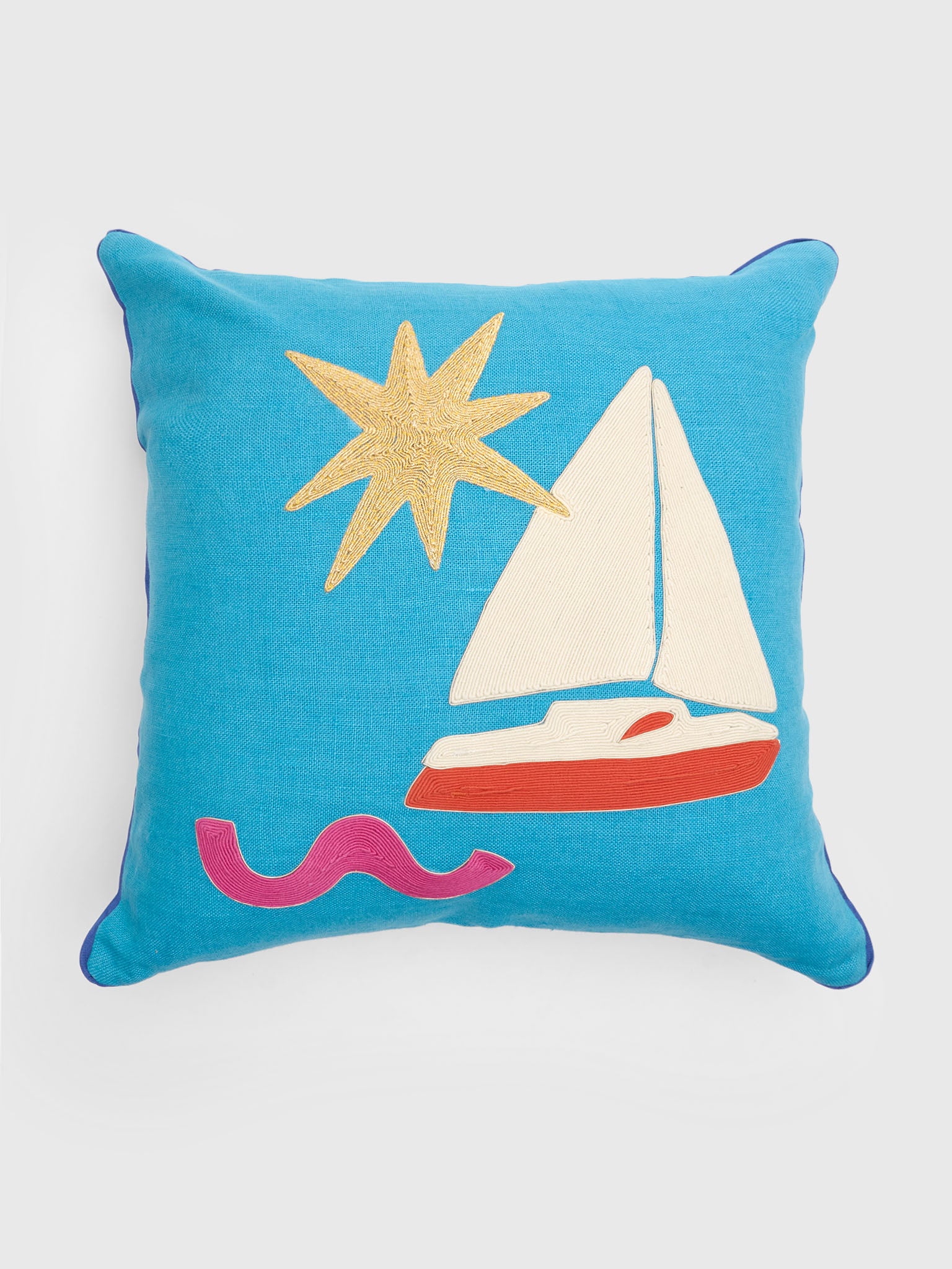 Jonathan Adler Playa Sailboat Pillow - Saint Bernard